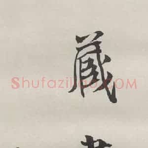 现代 沙孟海 行书《藏书文献四字扉页》毛笔书法行书作品图片欣赏