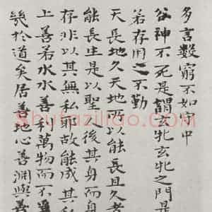 清代 元济 楷书《清元济书道德经墨迹之五》毛笔书法楷书作品图片欣赏