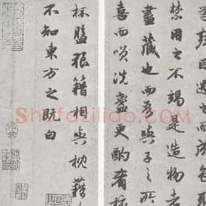 宋代 赵孟頫 行楷书《赤壁二赋 (11)(12)》毛笔书法行楷书作品图片欣赏