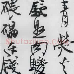 清代 程京萼 草书《程京萼书杜甫骢马行(5)》毛笔书法草书作品图片欣赏