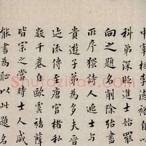 清代 翁方纲 楷书《慈恩寺雁塔唐贤题名帖跋之五》毛笔书法楷书作品图片欣赏