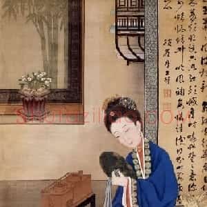 清初宫廷工笔重彩人物画《十二美人图》