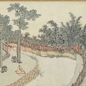 明代沈周书画合卷《钓月亭图》