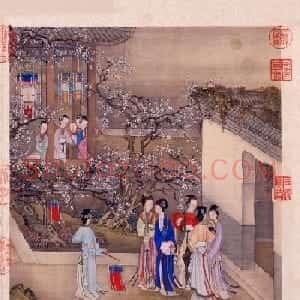 书画册页欣赏《月曼清游图册》梁诗正字+陈枚画