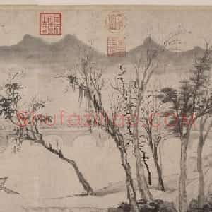 明代唐寅字画欣赏《垂虹別意图卷》